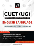 Drishti CUET UG 2025 Exam English Language Ultimate Study Guide cover with updated syllabus and practice questions.