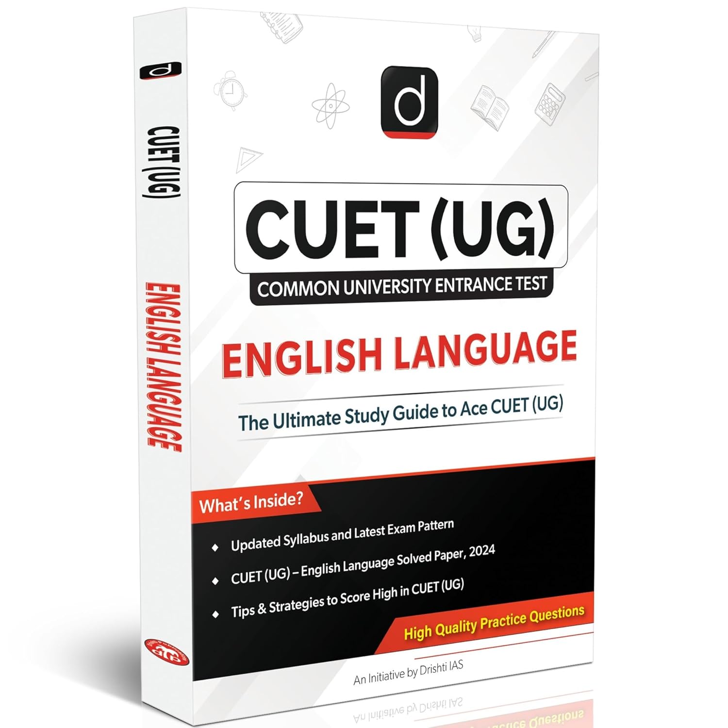 Drishti CUET UG 2025 English Language study guide book for CUET UG exam preparation.