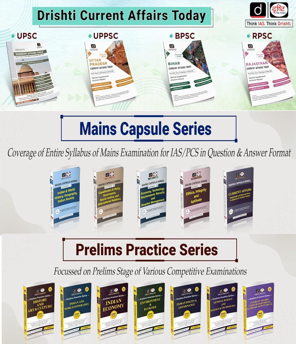Drishti IAS Quick Book Vigyan Evam Prodyogiki and Current Affairs resources for UPSC, PCS, CAPF exams.