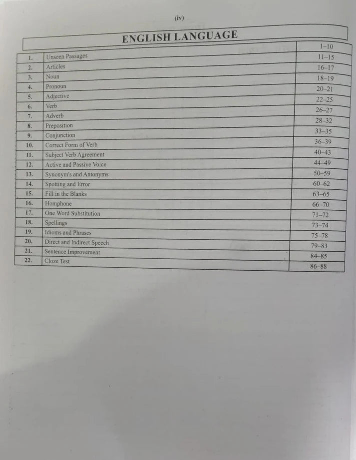 Chakshu BSC Nursing UPCNET English Language syllabus table with topics and page numbers.