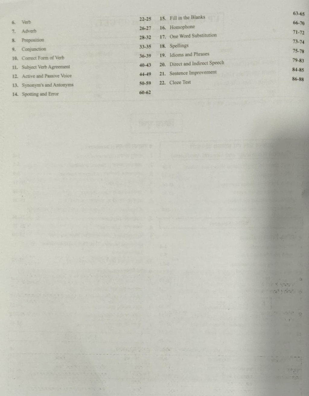 Chakshu UP GNM Entrance Test UPGET Complete Study Guide Book contents overview, including topics like Verbs, Antonyms, and Spelling.