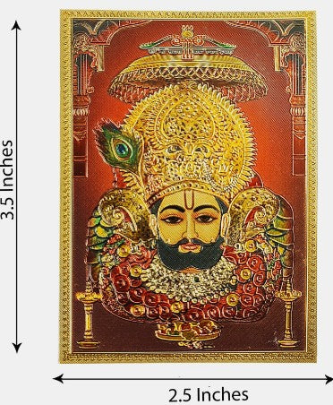 Shree Khatu Shyam Chalisa Book With, khatu shyam ji Gold Plated Adhesive Pocket Size Sticker Photo (3.5 x2.5 in) Waterproof Shyam Baba Religious Sticker